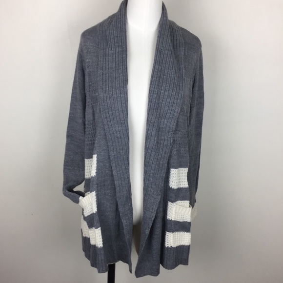 Daisy Fuentes Sweaters - Gray & Cream Shawl Collar Sweater Cardigan